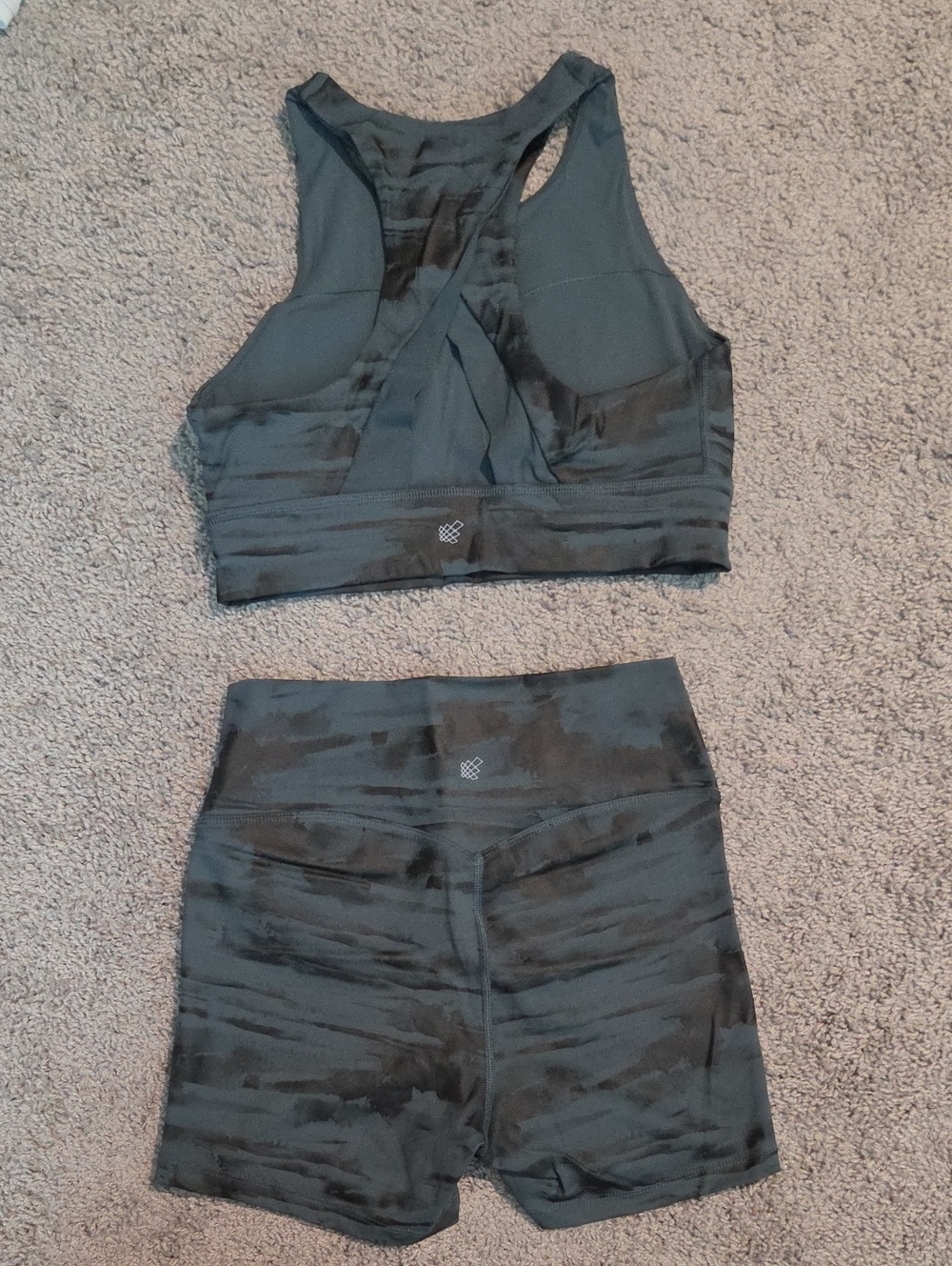Jed North Black Charcoal Tie-Dye High-Waist Bike Shorts & Sports bra